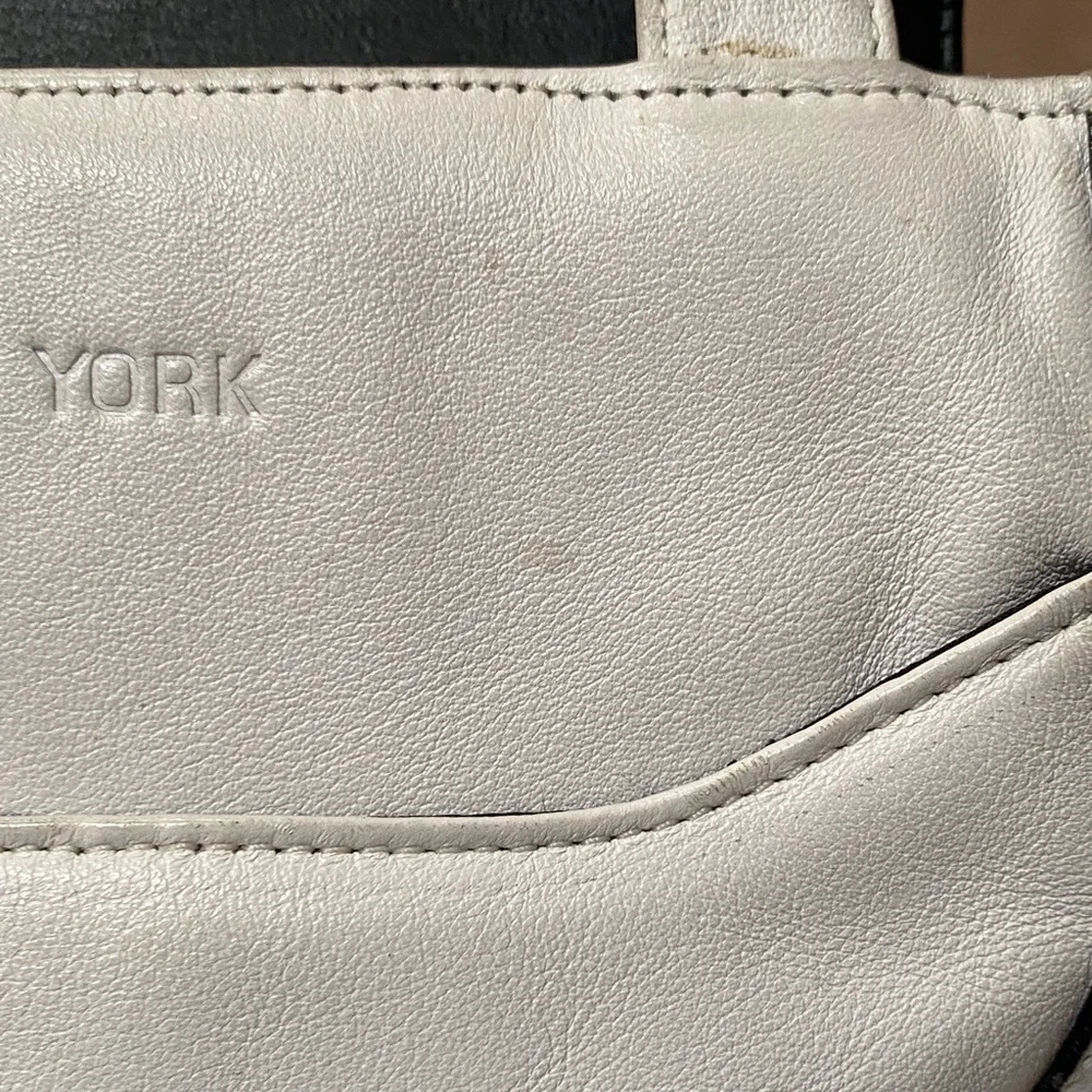 Jones New York Elegant White Small Tote Bag/Purse with Black Accents
